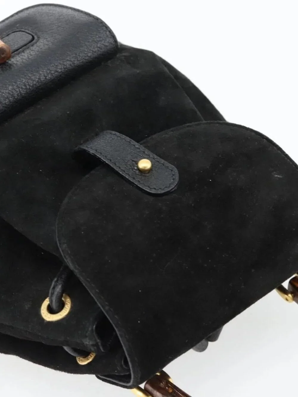 GUCCI Bamboo Backpack Suede Leather Black Auth BA6791